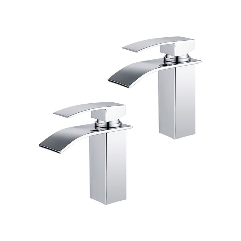 foto del prodotto homelody 2pcs rubinetto per bagno a cascata miscelatore per lavabo in acciaio inossidabile cromato rubinetto per lavabo a due vie design moderno