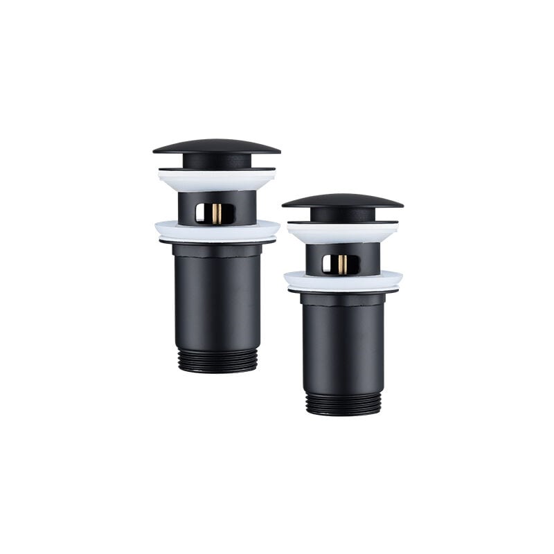 foto del prodotto homelody 2pcs scarico per lavabo nero scarico pop up con troppo pieno automatico universale per lavabo vasca da bagno attrezzato con cestello filtro