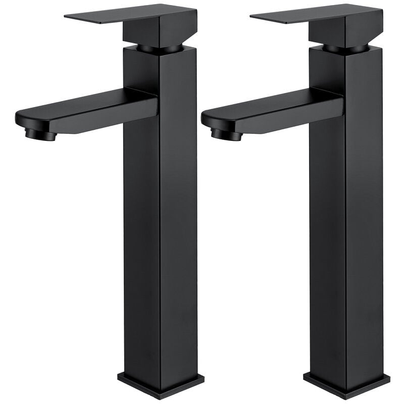 foto del prodotto homelody 2x rubinetto da bagno nero rubinetto bagno nero alto miscelatore per lavabo con acqua calda e fredda, rubinetteria lavamani smontabile