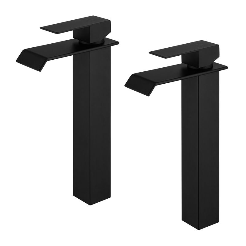 foto del prodotto homelody 2x rubinetto per bagno a cascata nera miscelatore monocomando per lavabo con bocca alta miscelatore per lavabo in acciaio inossidabile per