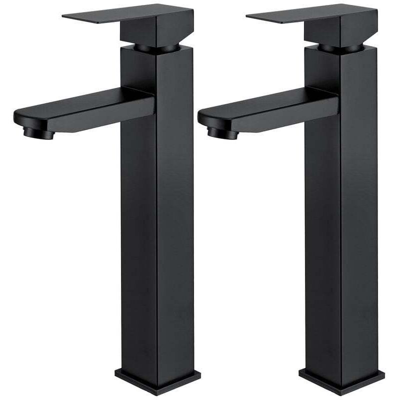 foto del prodotto homelody 2x rubinetto per bagno nero, miscelatore per lavabo alto con maniglia quadrata, rubinetto lavamani rimovibile, miscelatore per acqua calda