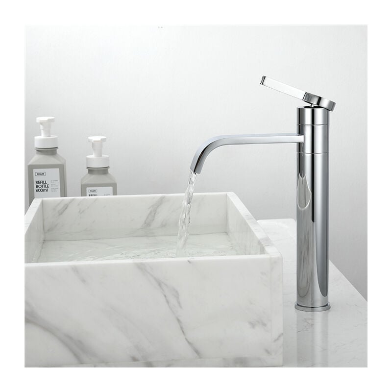 foto del prodotto homelody rubinetto alto lavabo bagno cascata rubinetto lavabo alto rubinetto sopra il lavabo rubinetto lavabo da appoggio miscelazione acqua calda