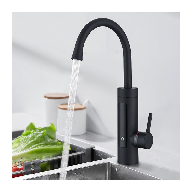 foto del prodotto homelody rubinetto elettrico da cucina rubinetto elettrico 3kw per lavabo o lavello rubinetto led con scaldabagno istantaneo miscelatore nero