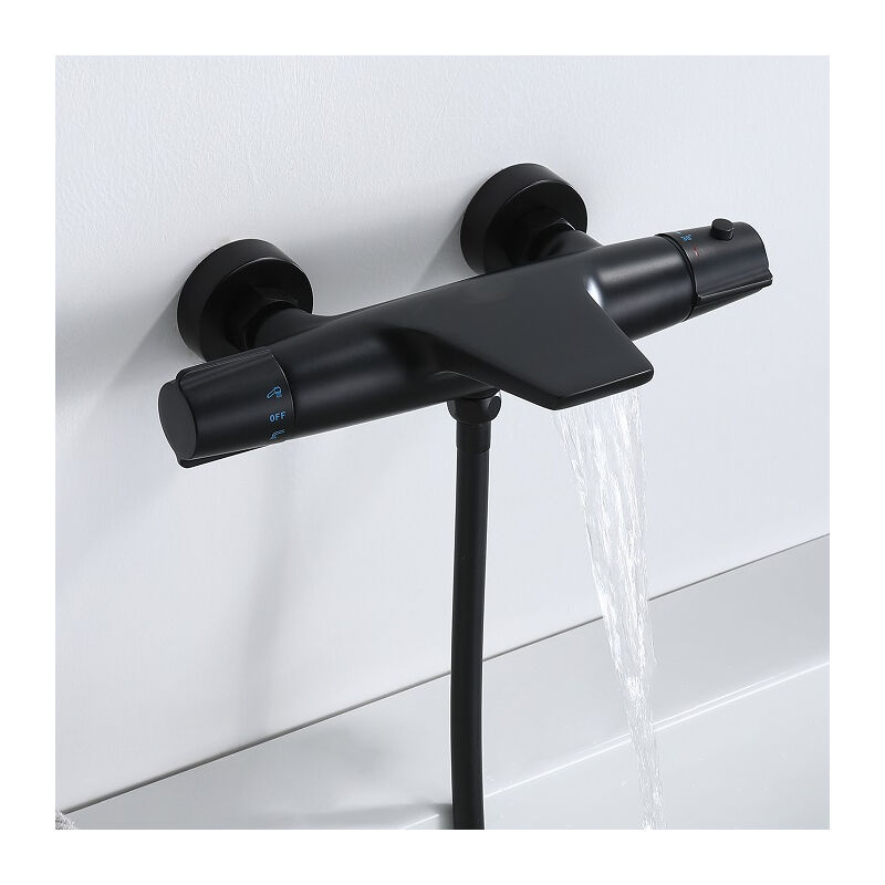 foto del prodotto homelody rubinetto per vasca termostatico 40 c rubinetto termostatico per doccia in ottone rubinetto per doccia nero a parete