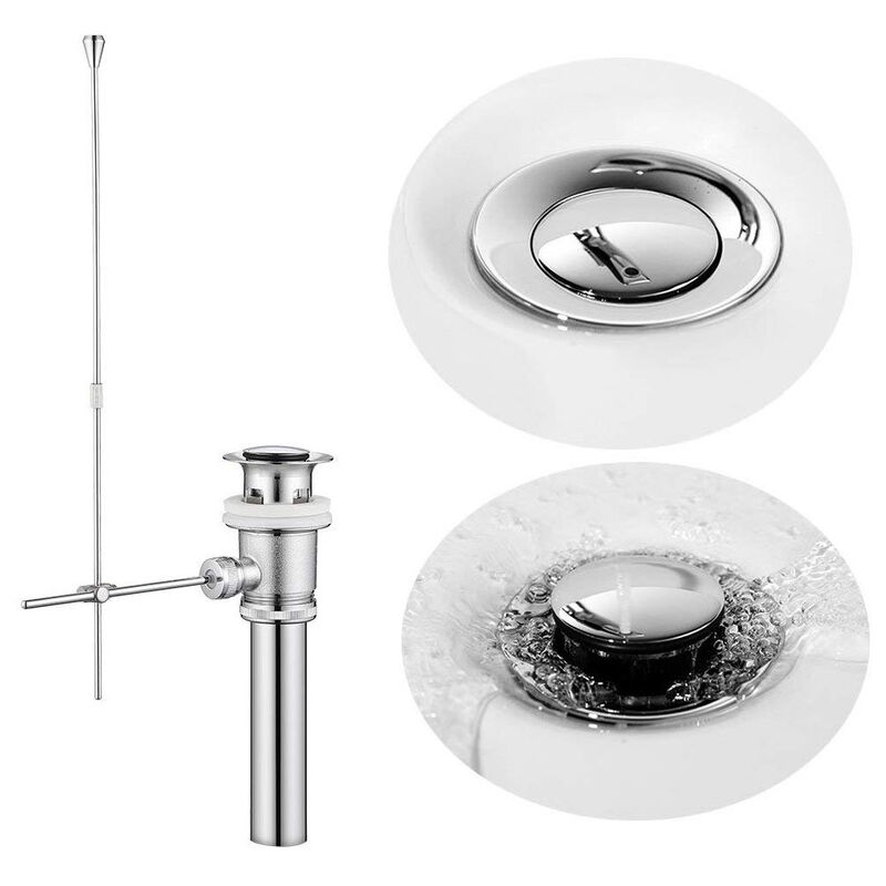 foto del prodotto homelody scarico lavello estraibile in ottone con troppopieno scarico universale in rame per lavabo lavello cucina