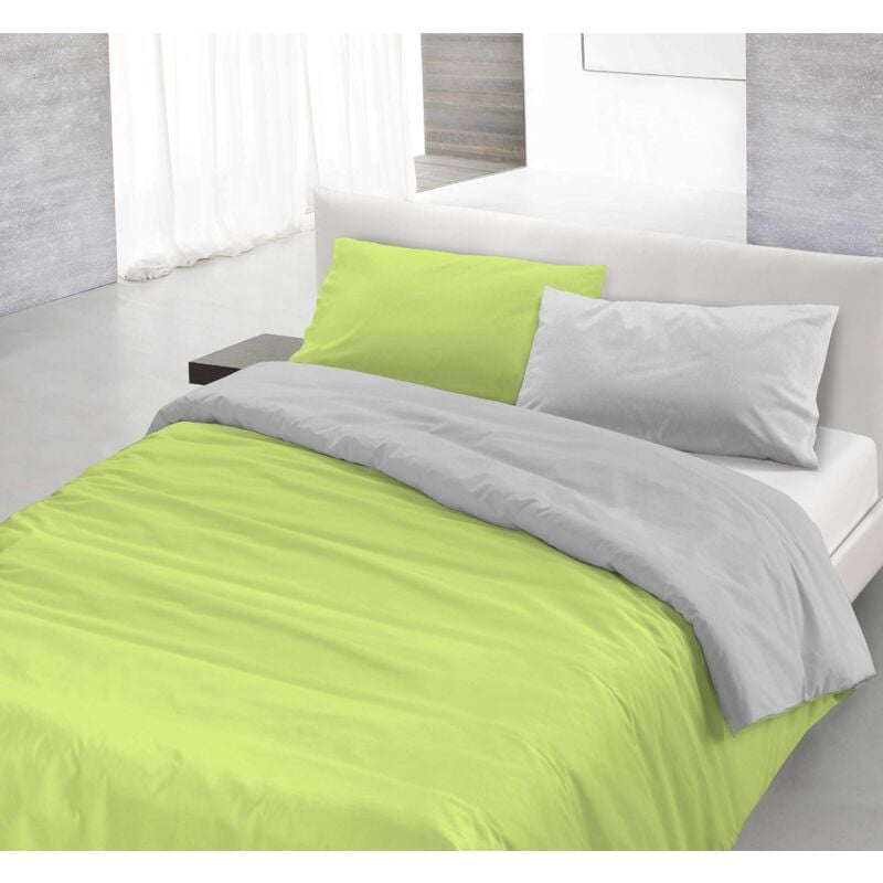 foto del prodotto homemania - italian bed linen parure copri piumino natural color, verde acido/grigio chiaro, una piazza e mezza