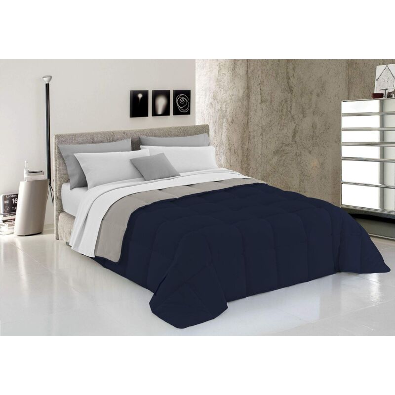 foto del prodotto homemania - italian bed linen t-el-blu scuro/grigio chiaro-1p trapunta invernale elegant, microfibra, blu, 1 piazza