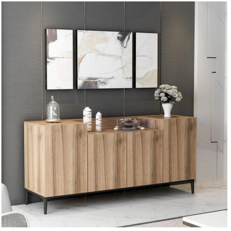 foto del prodotto homemania madia 4 ante ellaria 160x42x75h colore noce