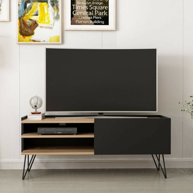 foto del prodotto homemania mobile porta tv con anta a ribalta aral 124 colore nero e noce
