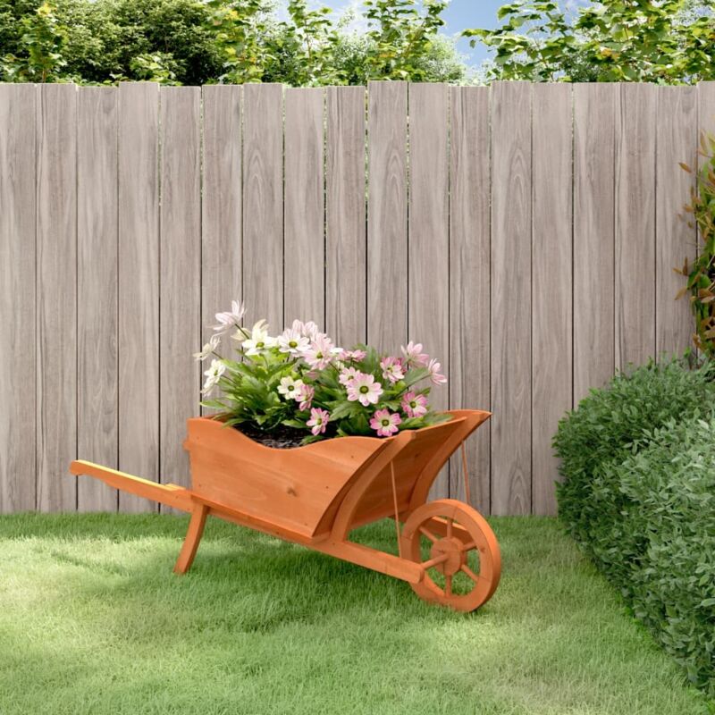 foto del prodotto homemiyn furniture limited fioriera a carriola 128x45,5x43 cm in legno