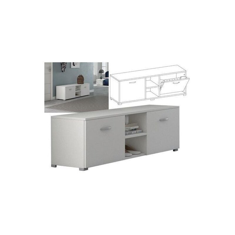 foto del prodotto homeness armadio scarpiera ingresso 2 ante bianca nobilitato melaminico l120xp40xh42 cm