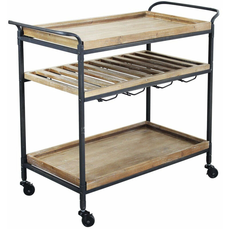 foto del prodotto homeness mobile carrello a 3 ripiani da interno in legno e metallo con ruote linea classic fast thing