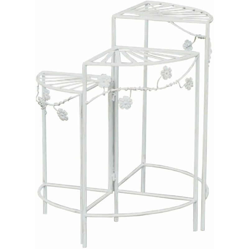 foto del prodotto homeness scaffaletto tag re richiudibile in ferro battuto bianco decorato per arredo balconi e terrazze effetto vintage