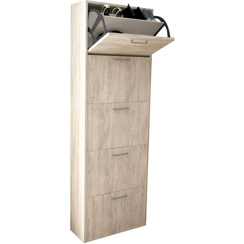 foto del prodotto homeness scarpiera slim da interno a 5 ante con doppio scomparto in legno camilla antiquewhite