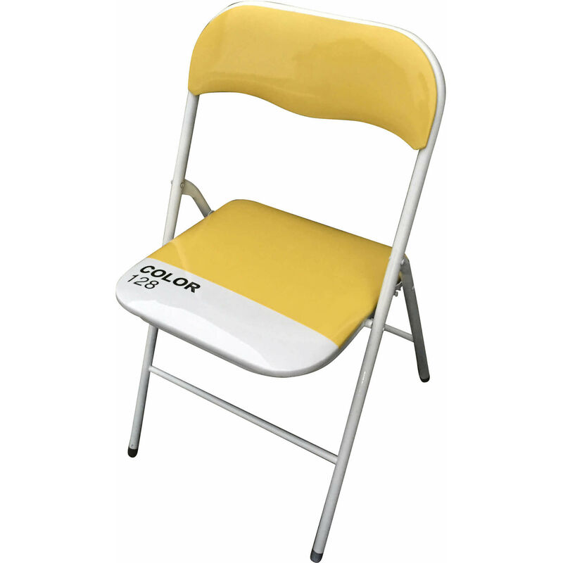 foto del prodotto homeness sedia pieghevole da interno o esterno in acciaio con seduta e schienale in pvc imbottito closy yellow