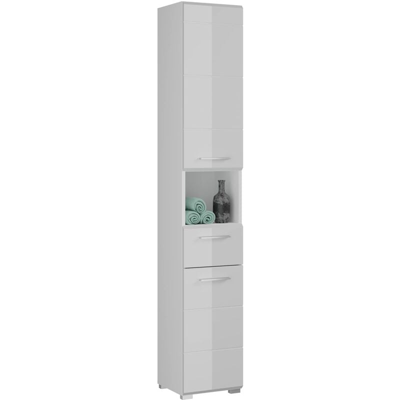 foto del prodotto homes jones lina bagno, mobile alto, armadio, materiale in legno, bianco lucido, 30 x 182 x 31 cm