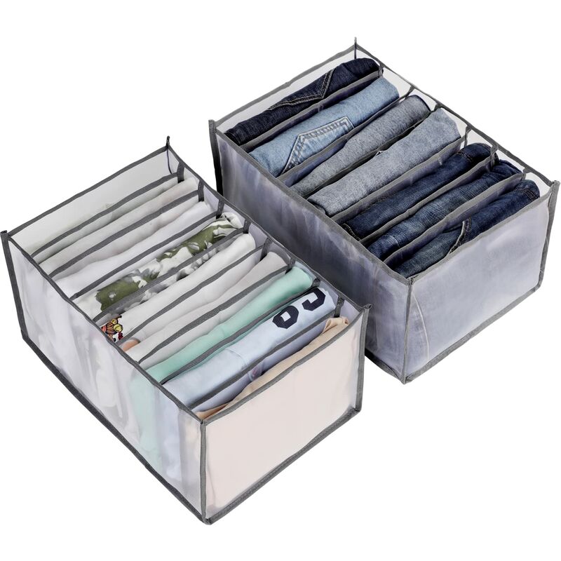 foto del prodotto hommoo allinside organizzatore per abiti da guardaroba, cassetto in rete lavabile e pieghevole con scomparti per jeans, pantaloni, pantaloni a