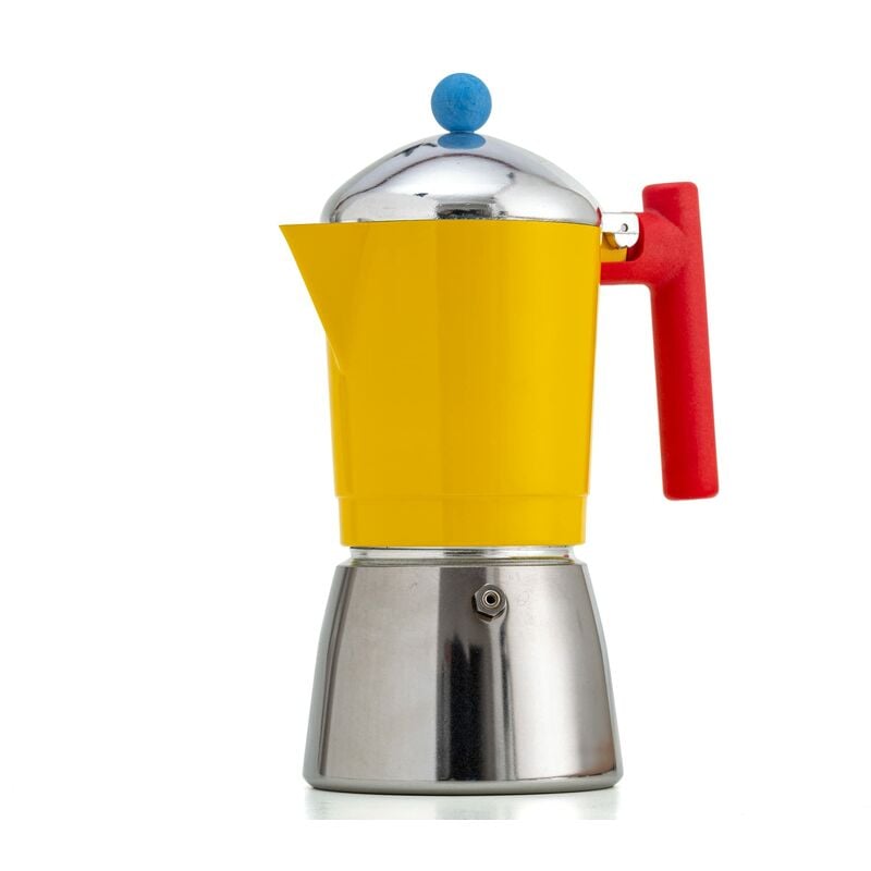 foto del prodotto hommoo foodesign caffettiera moka cocca 6 tazze, design moderno, per gas e induzione, caldaia bi materiale