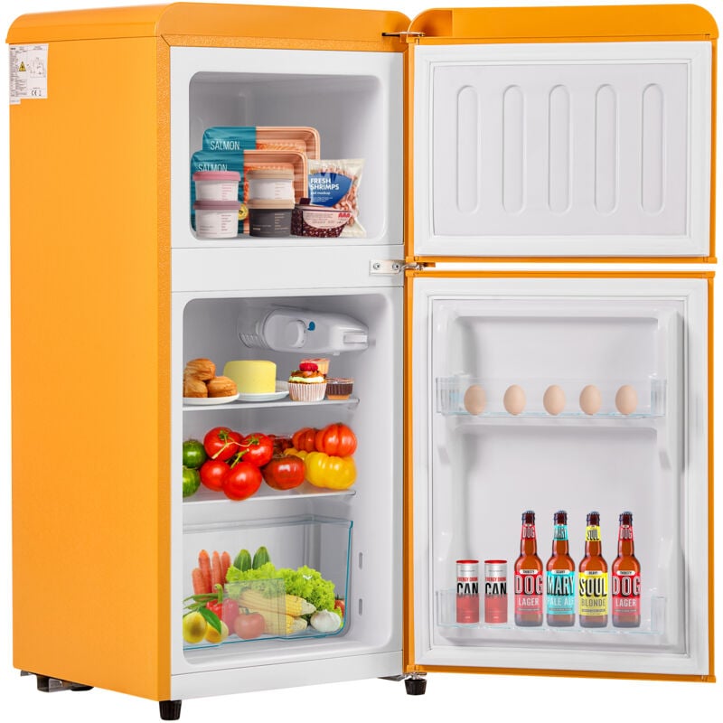 foto del prodotto hommoo frigorifero retr , congelatore combinato con volume totale di 60 litri, volume congelatore di 22 litri, giallo