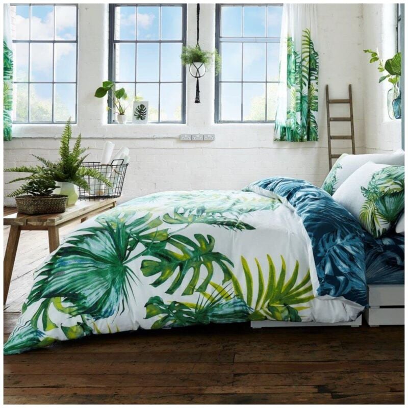 foto del prodotto hommoo gc gaveno cavailia leaf duvet gaveno cavalia set copripiumino e federa, motivo foglie tropicali, poliestere cotone, multi, doppio