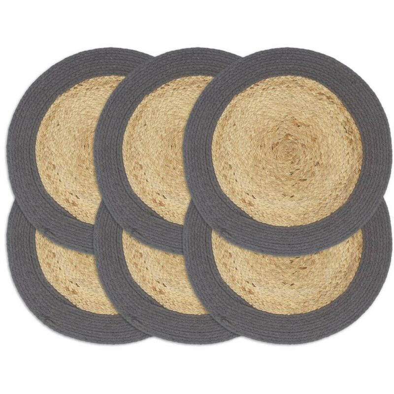 foto del prodotto hommoo tovagliette 6 pz naturale e antracite 38 cm in juta e cotone vd02715