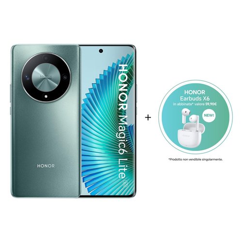 foto del prodotto honor magic6 lite 5g earbuds x6 17,2 cm 6.78 doppia sim android 13 usb tipo c 8 gb 512 gb 5300 mah verde