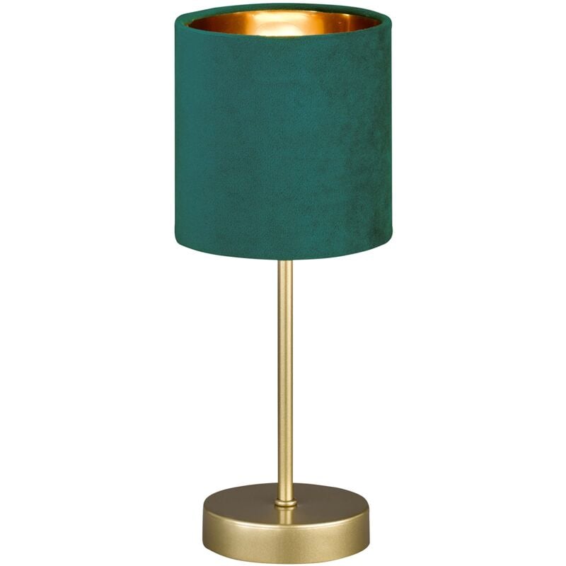 foto del prodotto honsel lampada da tavolo aura, elegante lampada da tavolo dal design classico con interruttore a cavo, 1 attacco e 14, metallo dorato e paralume in