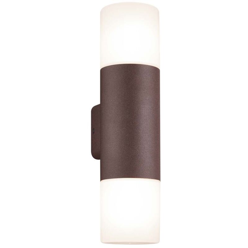 foto del prodotto hoosic applique da esterno doppio diffusore fusione di alluminio colore ruggine h. 33cm