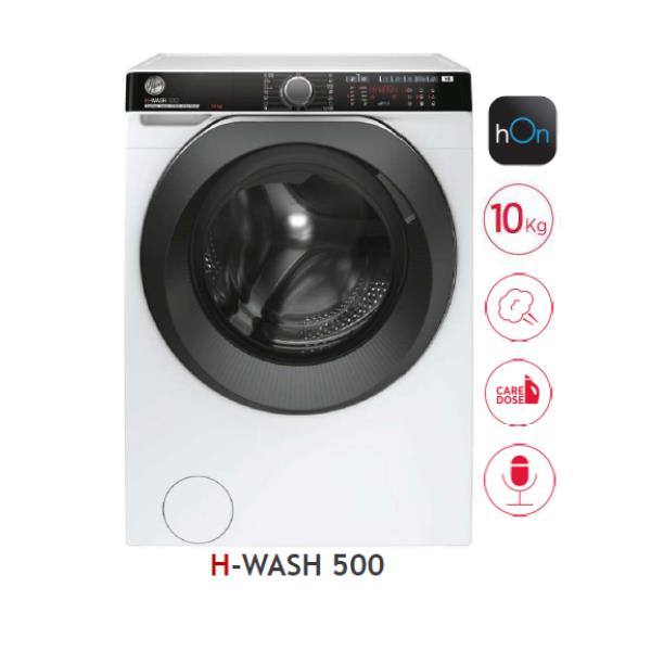 foto del prodotto hoover h wash 500 lavatrice libera installazione caricamento frontale 10 kg 1600 giri min a nero, bianco