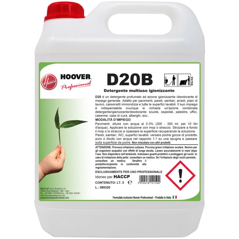 foto del prodotto hoover professional d20b detergente multiuso igienizzante