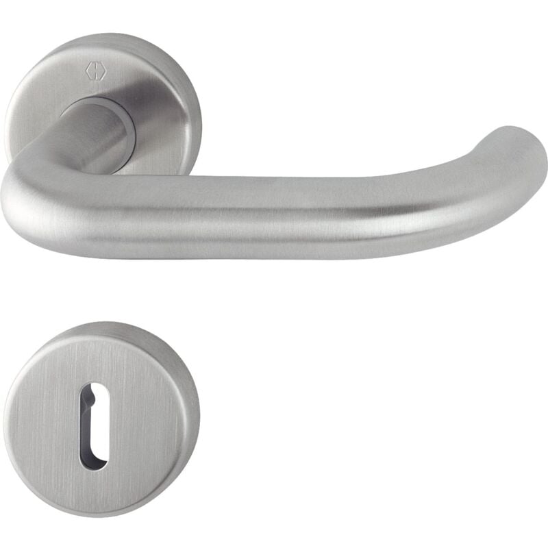 foto del prodotto hoppe 3286307 set maniglia paris con rosette bb deadlock , acciaio inox opaco, rosa