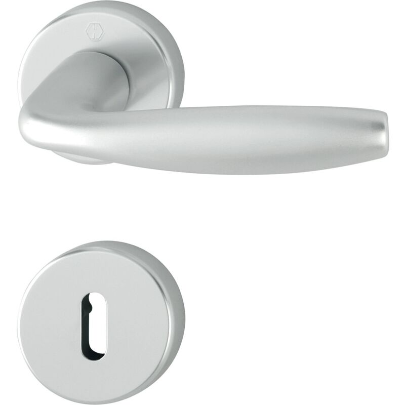 foto del prodotto hoppe 3369858 new york maniglia con rosette bb colorato bart, in alluminio anodizzato, argento