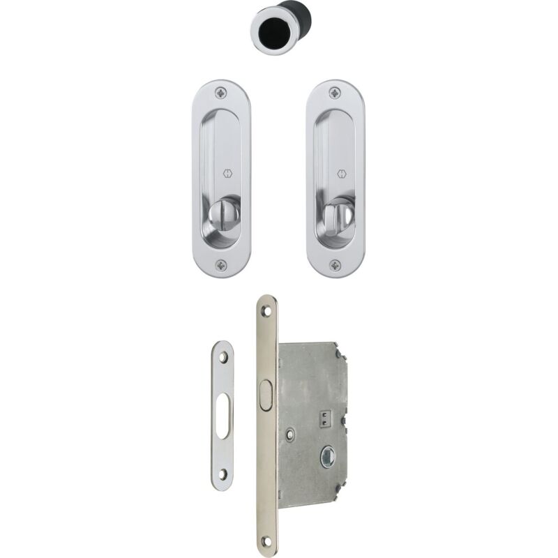 foto del prodotto hoppe 3948497 porta scorrevole conchiglia set 4930 con castello, ovale rosette wc, verchr sat