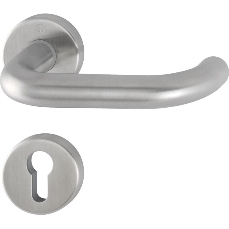 foto del prodotto hoppe maniglia paris con rosone pz cilindro, in acciaio inox opaco, 3286366