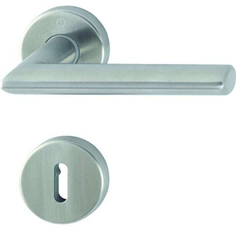 foto del prodotto hoppe - maniglia stoccolma con rosette bb colorato barba, in acciaio inox opaco, 3080747