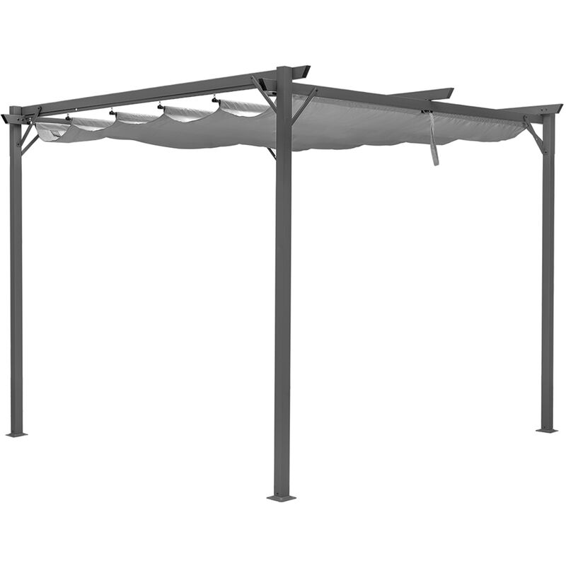 foto del prodotto hortan gazebo pergola 3 x 4 metri con telo impermeabile richiudibile e struttura rettangolare in acciaio inossidabile grigio
