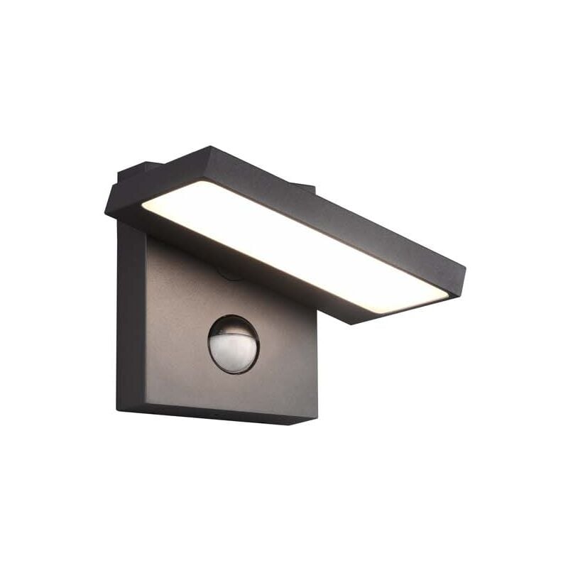 foto del prodotto horton applique da esterno led in fusione antracite orientabile con sensore l. 15cm x h. 12 cm ip54