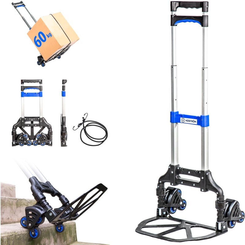 foto del prodotto hostr m carrello pieghevole per scale in alluminio, 3 ruote carrello pieghevole per lo spostamento e il trasporto di materiali, compatto, carico