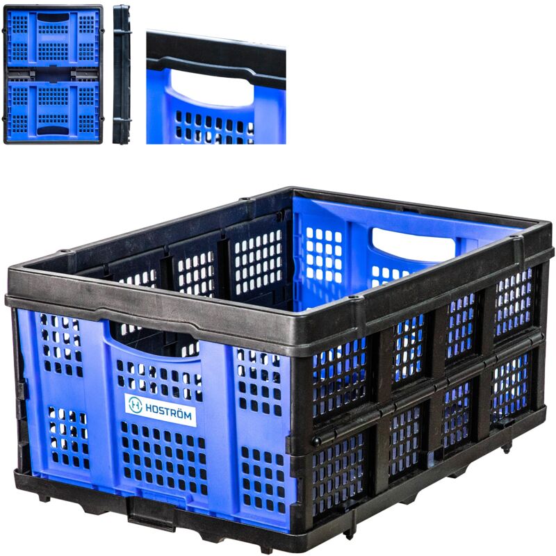 foto del prodotto hostr m contenitore pieghevole in plastica, contenitore impilabile, contenitore grande 56x41x27cm, capacit 49l, contenitore per attrezzi, vestiti,