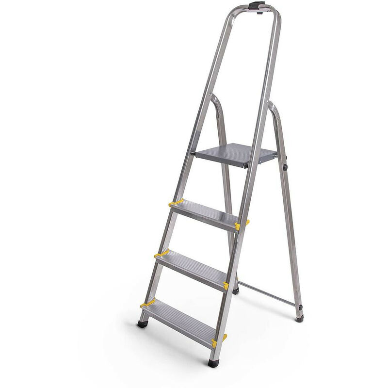 foto del prodotto hostr m hostrom scala dura in alluminio 4 gradini, leggera e pieghevole, piedini antiscivolo, altezza piattaforma 75 cm, portata massima 150 kg