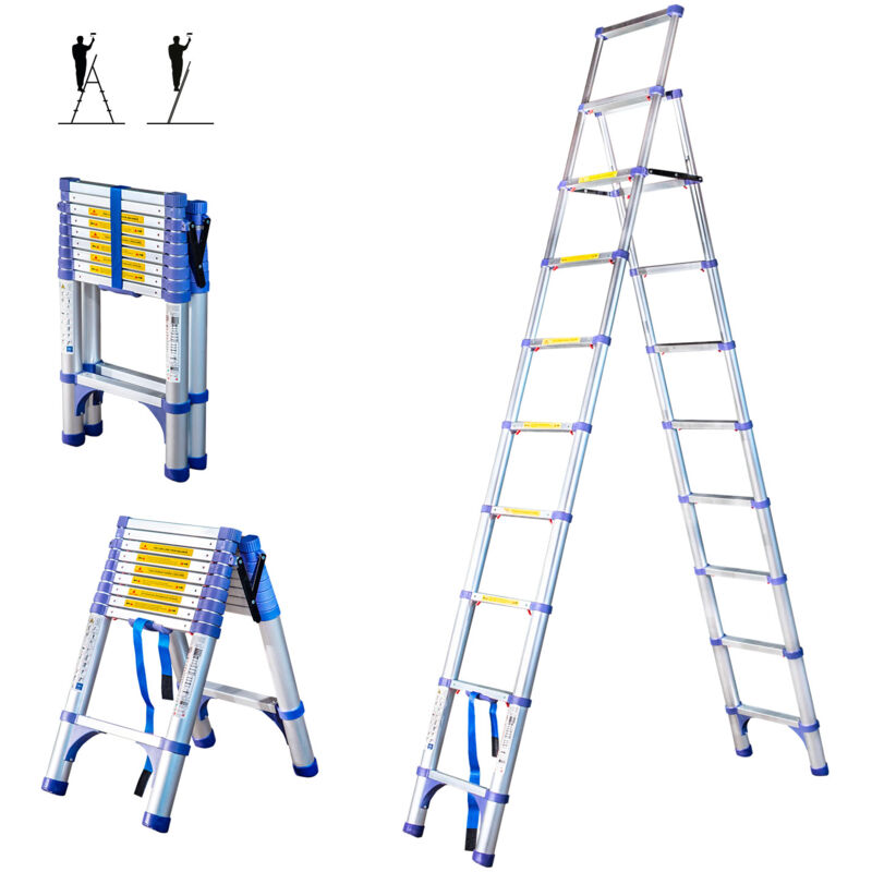 foto del prodotto hostr m scala telescopica a 10 gradini extendact10, scala telescopica 2,9m 2,6m, scala pieghevole telescopica, alt. max lavoro 4,4m, garanzia 5