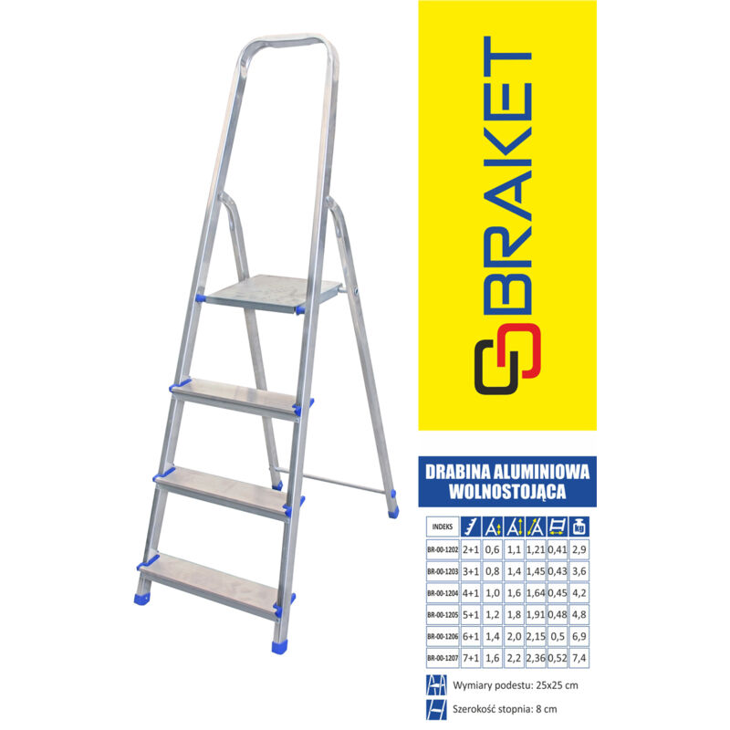 foto del prodotto hostrom - scala dura in alluminio 3 gradini, leggera e pieghevole, piedini antiscivolo, altezza piattaforma 54 cm, portata massima 150 kg