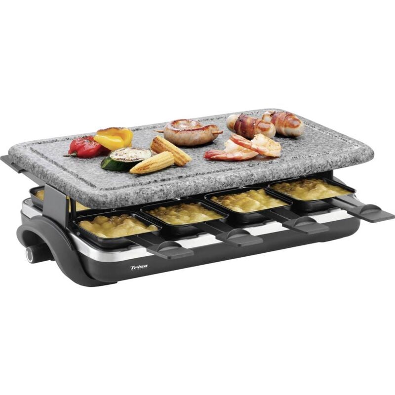 foto del prodotto hot stone raclette 8 vaschette, rivestimento antiaderente nero trisa