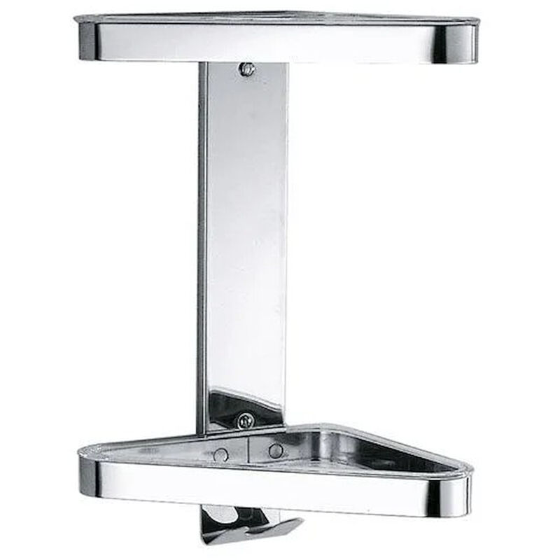 foto del prodotto hotellerie angolare a parete con 2 ripiani in pmma, finitura inox codice prod a04320al02 inda