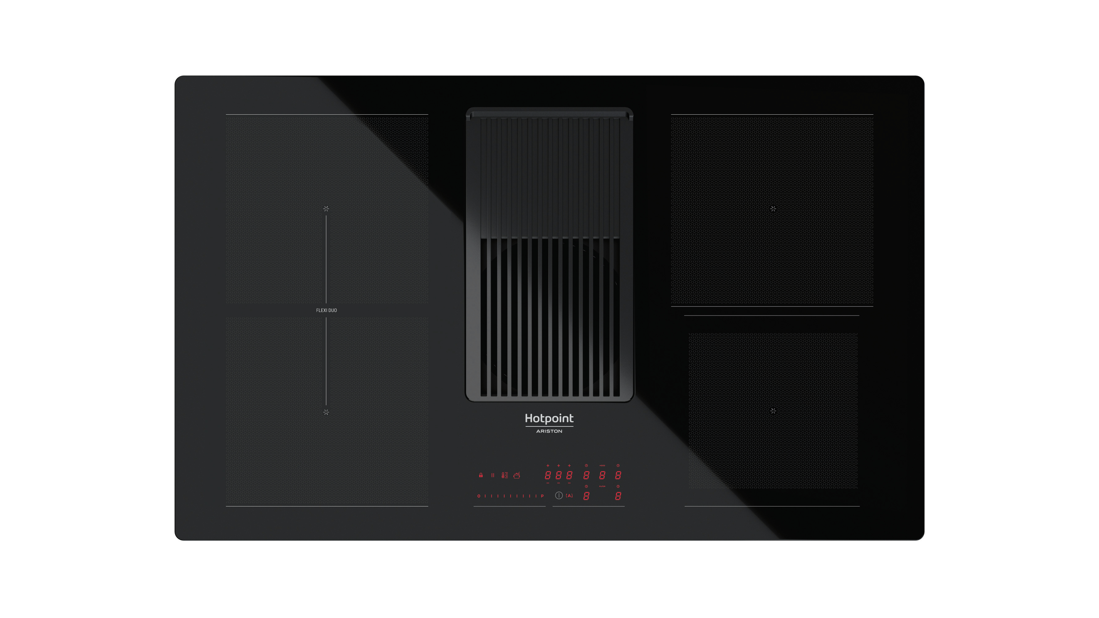 foto del prodotto hotpoint ariston hvh 92 b k nero da incasso 83 cm piano cottura a induzione 4 fornello i cappa da incasso