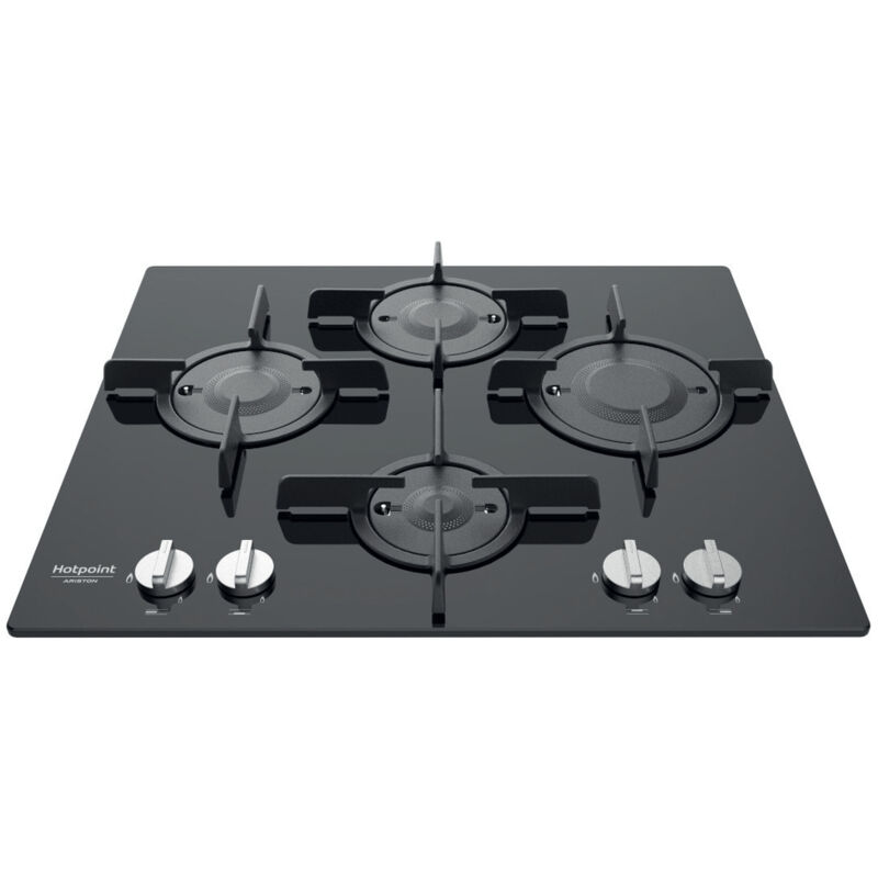 foto del prodotto hotpoint ariston piano cottura a gas ftghg 641 d ha bk . colore del prodotto nero, posizionamento dell apparecchio da incasso, dimensione della