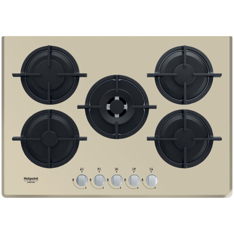 foto del prodotto hotpoint ariston piano cottura a gas hagd 72s ch. colore del prodotto champagne, posizionamento dell apparecchio da incasso, dimensione della