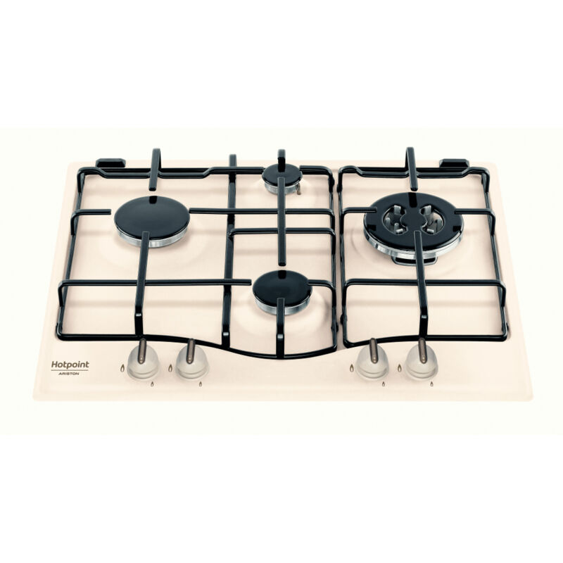 foto del prodotto hotpoint ariston piano cottura a gas hotpoint 7hpcn 640t ow r ha. colore del prodotto beige, posizionamento dell apparecchio da incasso,