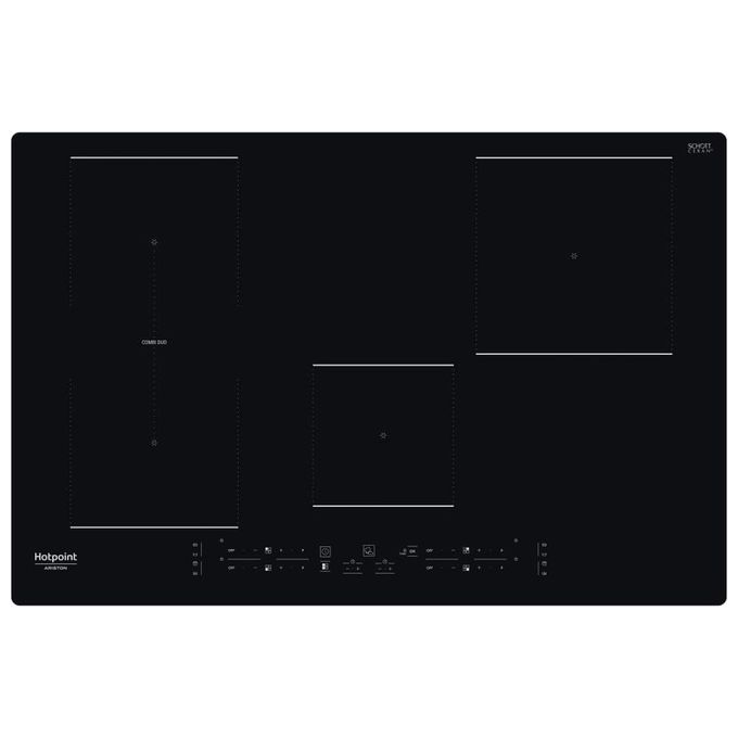 foto del prodotto hotpoint hb 0577b ne piano cottura induzione, 77 cm, 4 zone, funzione combi duo, active cook, controlli touch, nero