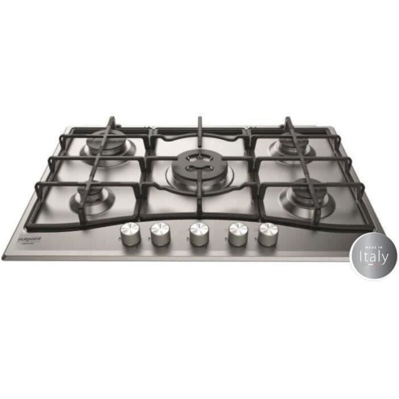 foto del prodotto hotpoint pnn 751 ix piano cottura a gas - 5 fuochi - 10,5kw - l75 x p51cm - rivestimento in acciaio inossidabile - acciaio inossidabile